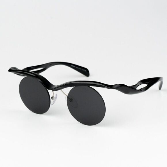 NEW Prada PRA24S 1AB5S0 Black Dark Grey Round Unisex Sunglasses 0PR A24S - Picture 6 of 15